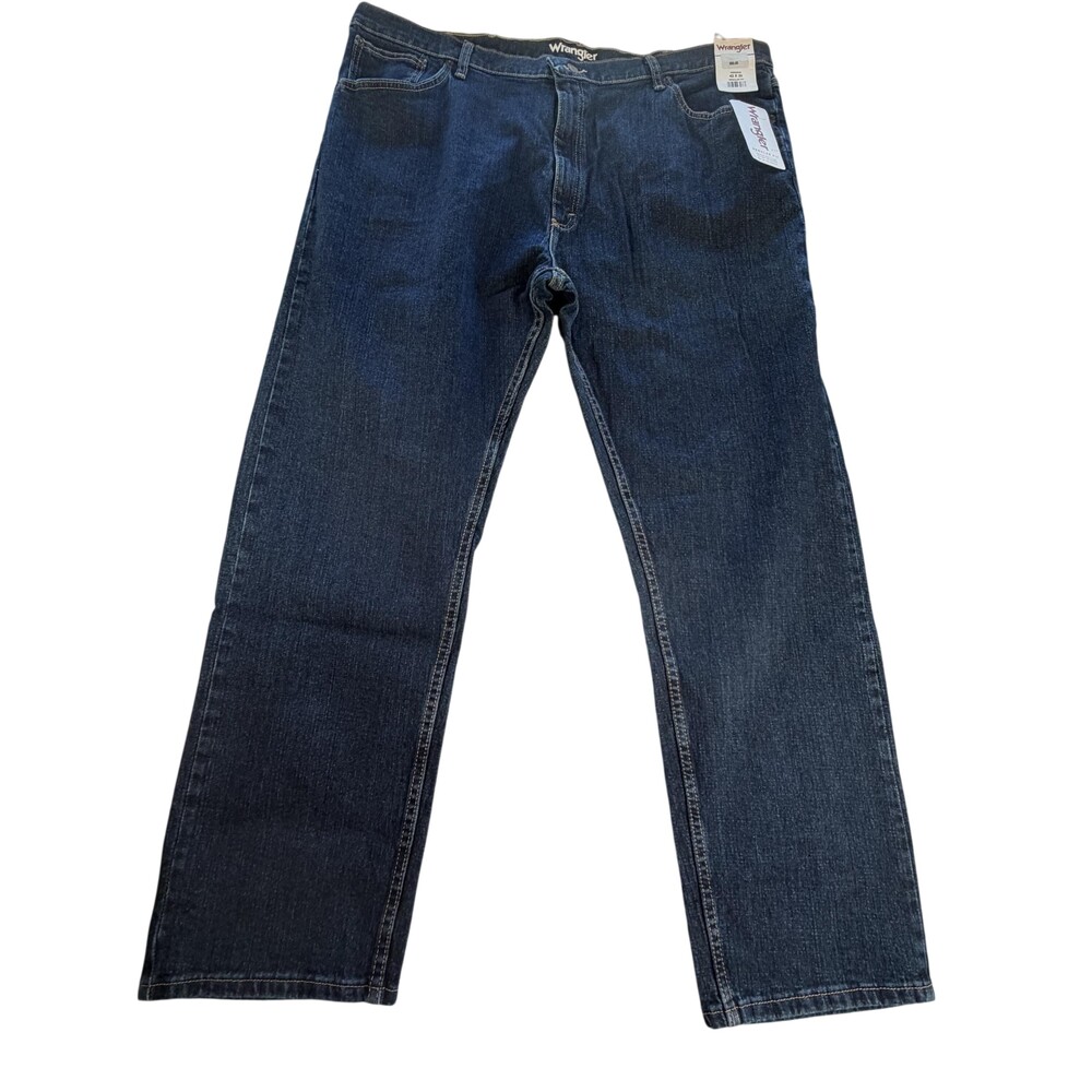 Wrangler Jeans Mens FITS 42x31 Blue Denim Regular Fit Straight Dark Wash Stretch